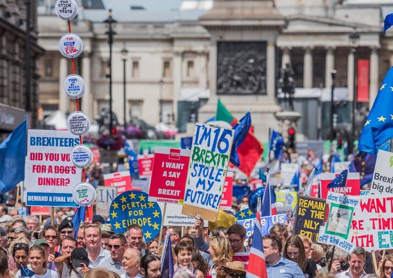 large numbers came out onto the streets to demand an end to Brexit and a say on any deal